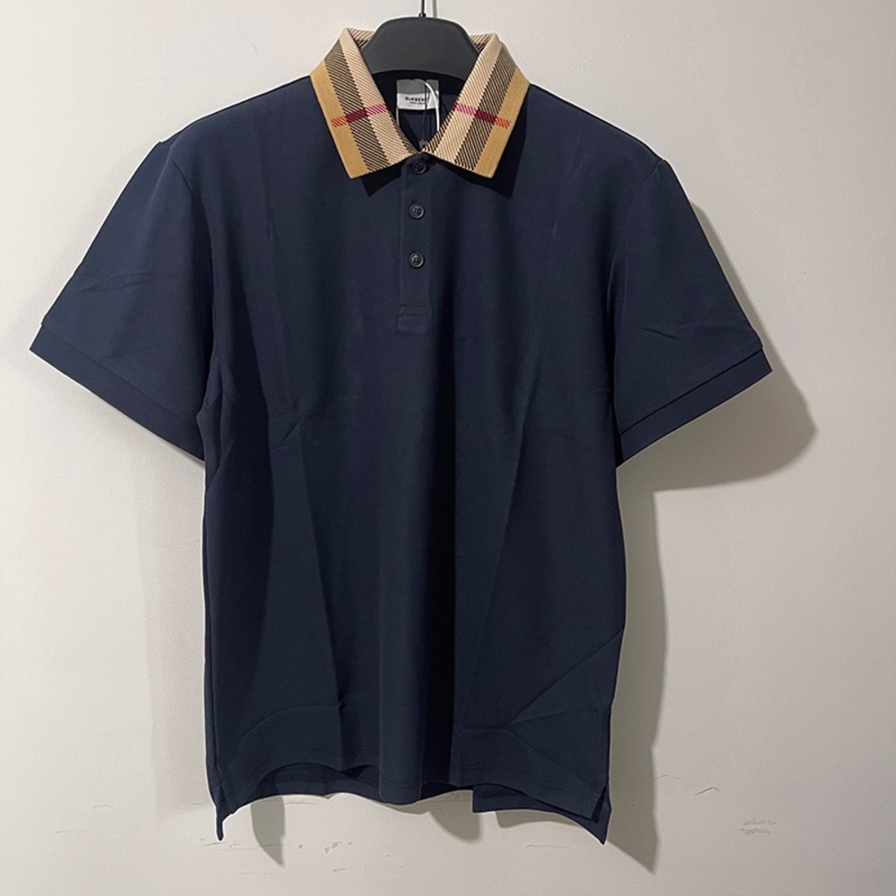 Burberry Cody Check Collar Cotton Piqué Polo